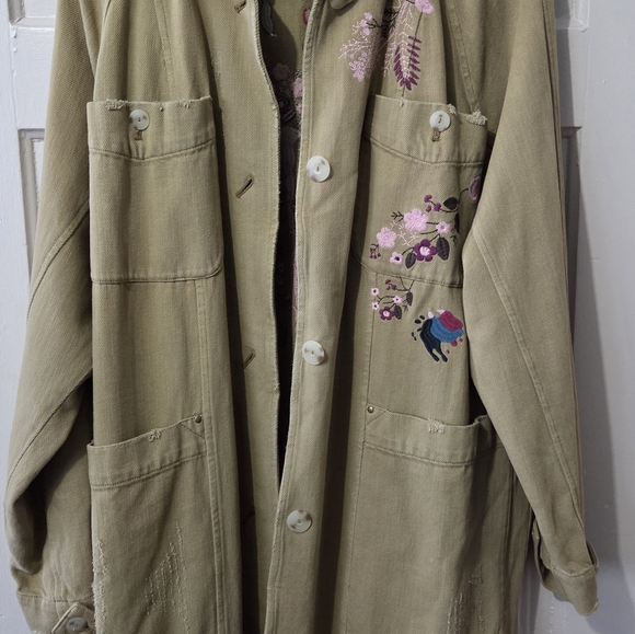 Pilcro Embroidered Coat Size Medium - Picture 6 of 8